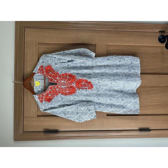 Roberta Roller Rabbit Embroidered 3/4 Sleeve Tunic Blue/Orange Women’s size XS - Picture 2 of 11
